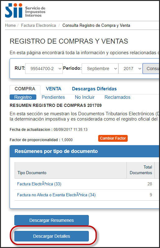 Importar Ventas del Registro de Ventas del SII - Laudus ERP